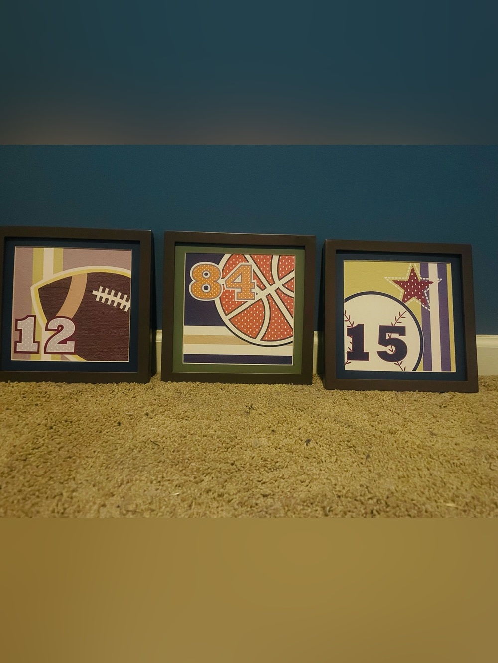 Framed Boys wall art- Navy and Earth tones